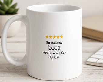 5 Star Boss Mug, Boss Review Coffee Cup, Office Manager Gift