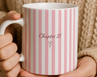 Chapter 21 Mug | 21st Birthday Gift for Her | Pink Striped Ceramic Cup