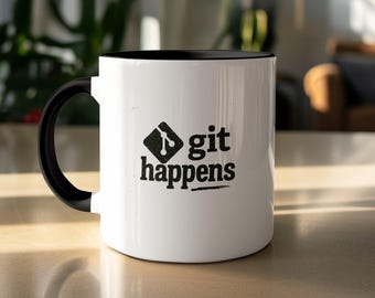 Git Happens Funny Programmer Mug, Coding Gift