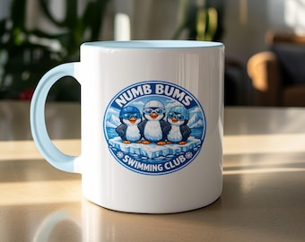 Numb Bums Swimming Club Mug | Funny Penguin Gift for Wild Swimmers