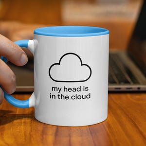 Cloud Coffee Mug, Funny Quote Mug, My Head is in the Cloud, Gift for Coffee Lovers, Office Desk Decor, Unique Coffee Cup