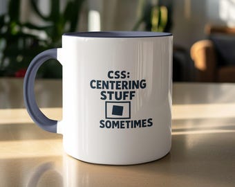 Caneca divertida com CSS centralizado, presente para programador e engenheiro de software, xícara de café para programação