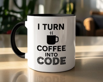 Lustige Programmierer Tasse, Ich verwandle Kaffee in Code, Coder Geschenk