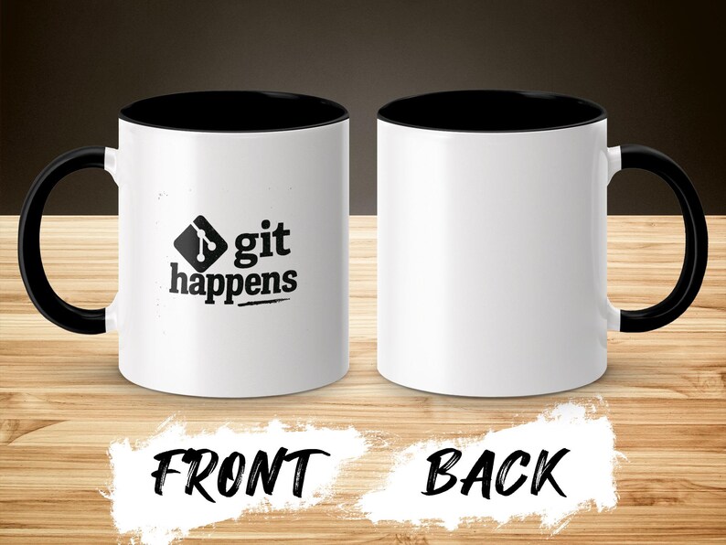 Funny Git Happens Coffee Mug, Programmer Gift, Geek Humor Mug, Developer Office Cup, Techie Gift for Software Engineers