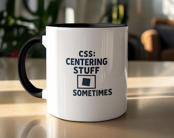 Divertida taza para desarrollador web con centrado CSS, regalo para programador