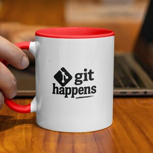 Funny Git Happens Mug, Programmer Coffee Mug, Tech Humor Mug, Geek Coffee Cup, Software Developer Gift, Coding Joke Mug, Office Cup