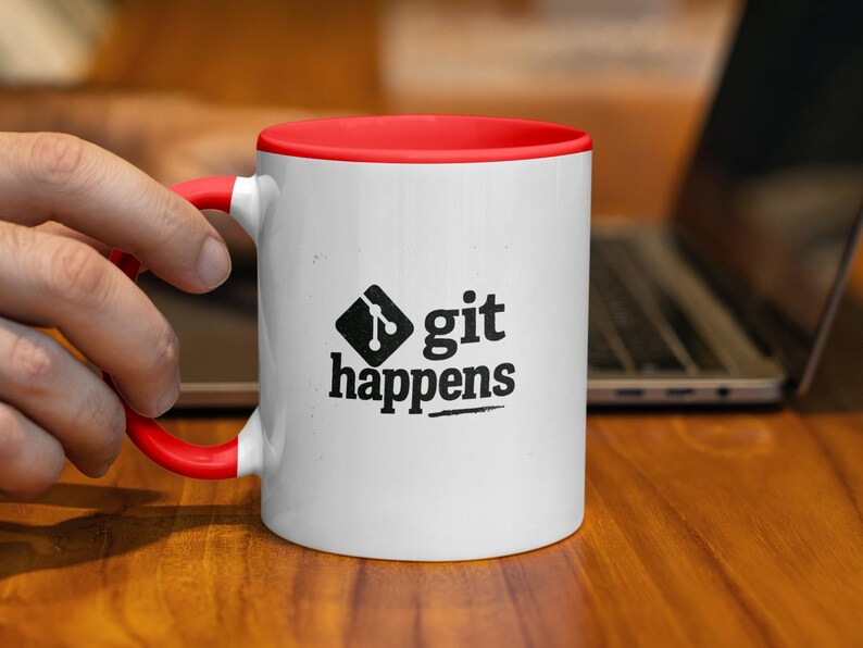 Funny Git Happens Mug, Programmer Coffee Mug, Tech Humor Mug, Geek Coffee Cup, Software Developer Gift, Coding Joke Mug, Office Cup