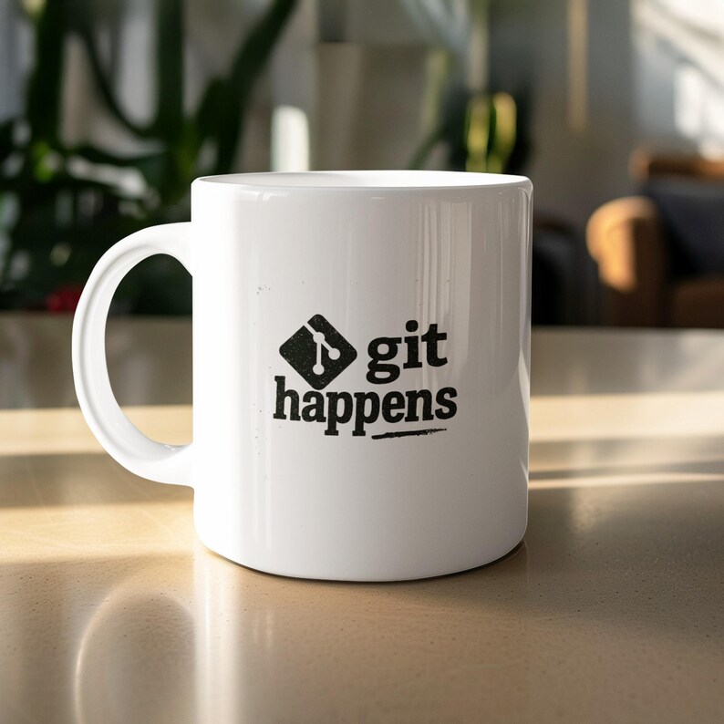 Funny Coffee Mug, Git Happens Mug, Programmer Gift, Developer Humor, Geeky Coffee Cup, Office Desk Accessory, Unique Gift for Coders