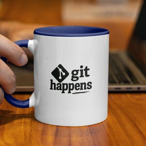 Funny Coffee Mug for Developers, Git Happens Mug, Programmer Gift, Unique Office Mug, Geek Humor Cup, Software Engineer Present