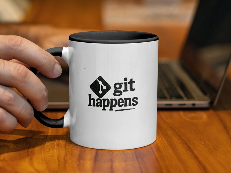 Git Happens Coffee Mug, Funny Developer Gift, Programmer Humor, Coding Desk Accessory, Geeky Office Decor, Fun Cup for Techies
