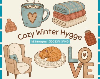 Hygge-clipartbundel | Scandinavian Winter Home-png's (digitale download)