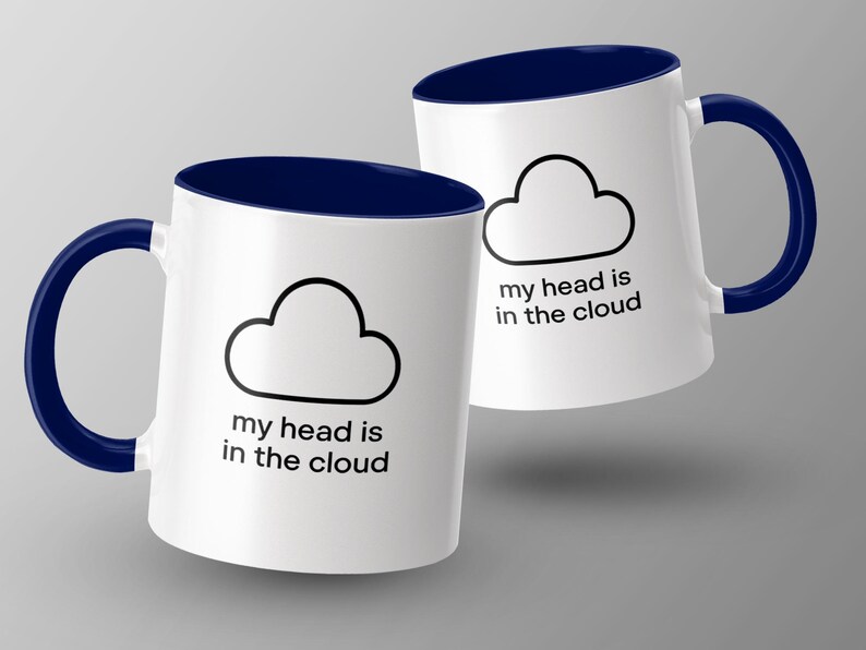 Funny Cloud Mug, My Head Is In The Cloud Mug, Tech Lover Gift, Geeky Coffee Mug, Unique Office Mug, Humorous Coffee Cup, Gift for Coders