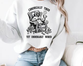 Camiseta divertida de esqueleto para amantes del café, camiseta con humor cansado