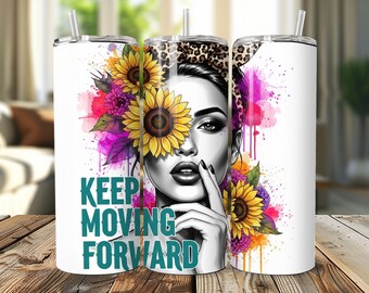 Sunflower Tumbler Wrap: Inspirational Quote Sublimation Design (PNG)