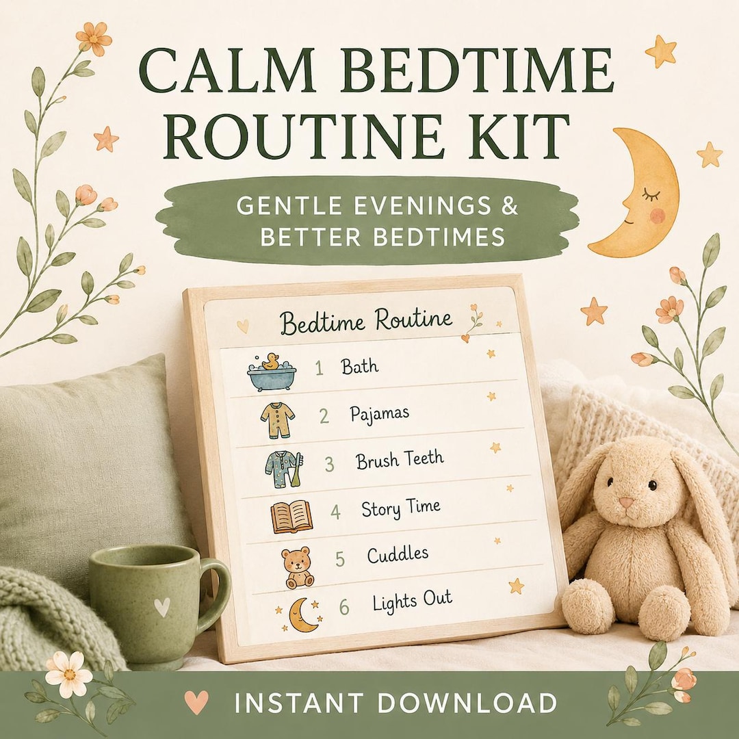 Calm Bedtime Routine Kit | Printable Visual Schedule for Kids | Evening ...