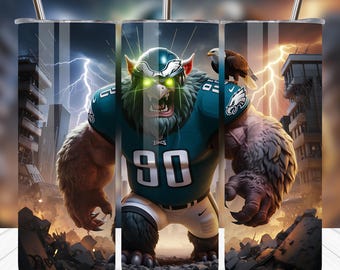 Eagles Football 20oz Skinny Tumbler Wrap PNG | Sport Mascot Sublimation Cup Design | Football Team Tumbler Gift for Men | Digital Download