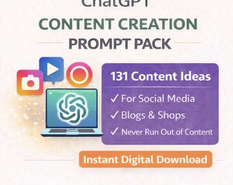 AI Content Ideas Workbook for Social Media & Online Shops | Digital Download