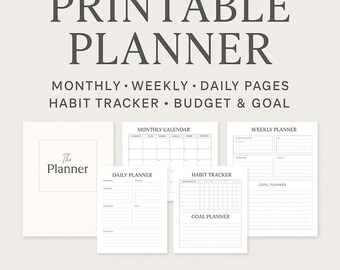 Printable Planner PDF & Word: Daily, Weekly, Monthly Pages (Instant Download)