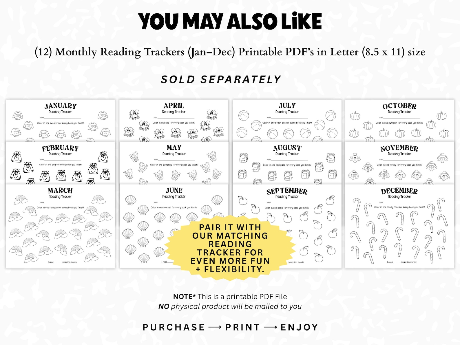 Printable Reading Log Bundle Jan–dec, Kids Monthly Reading Tracker ...