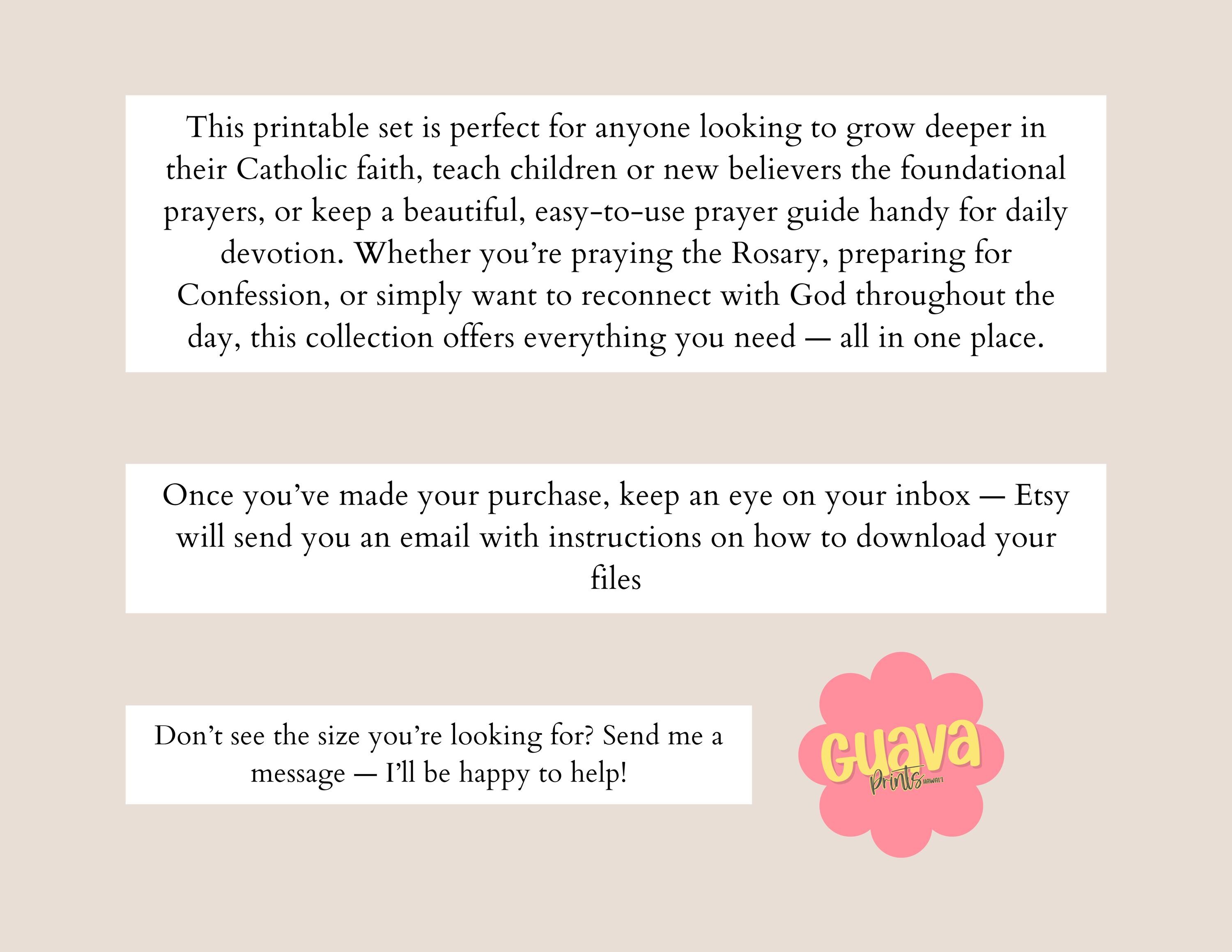 Catholic Prayer Cards Printable Set, 13 Core Prayers PDF, Printable ...
