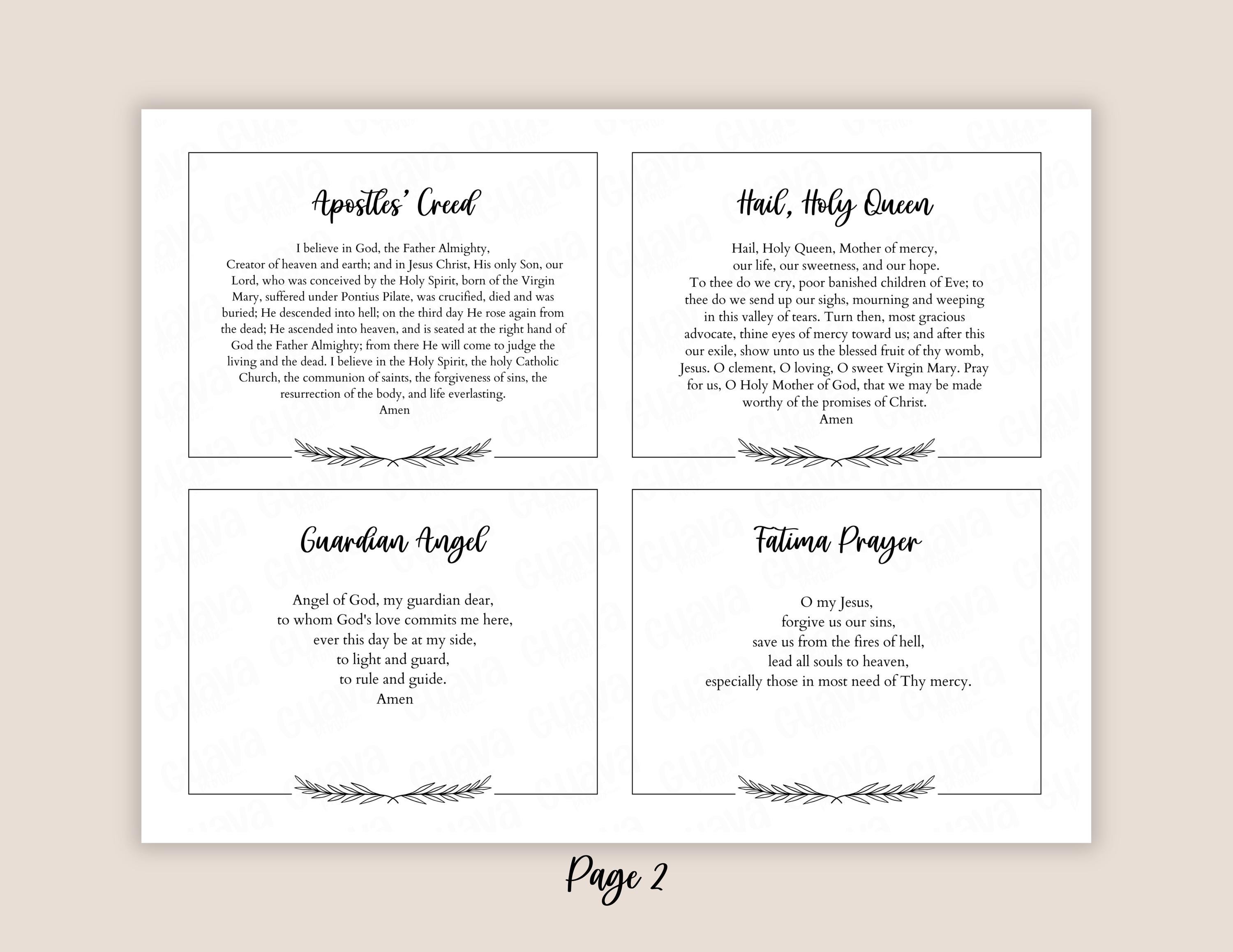 Catholic Prayer Cards Printable Set, 13 Core Prayers PDF, Printable ...