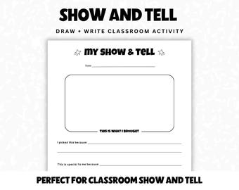 Printable Show and Tell Worksheet, Classroom Activity, Speaking and Writing Template for Kids, Digital PDF, Instant Download