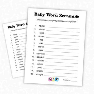 Baby-Buchstaben-Buchstaben-Buchstaben | Babyparty-Aktivität | Sofortdownload | Babyparty-Spiel mit Antwortschlüssel, lustige Spiele für Partys, PDF