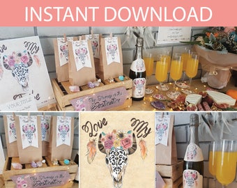Boho Party Collection DIY Printable Kit - INSTANT DOWNLOAD