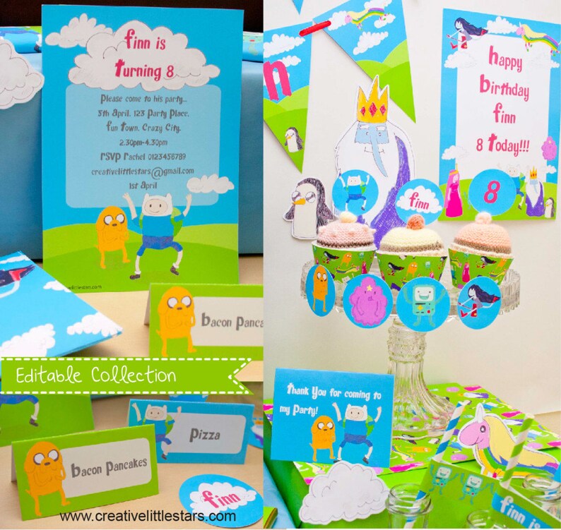 INSTANT DOWNLOAD Adventure Time Party Inspired Adventure Time Birthday Party DIY Printable Kit