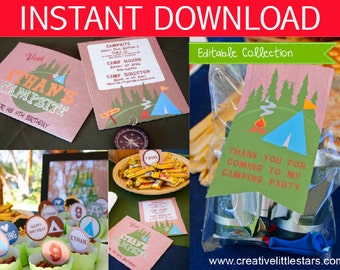 Camping Party DIY Printable Kit - INSTANT DOWNLOAD