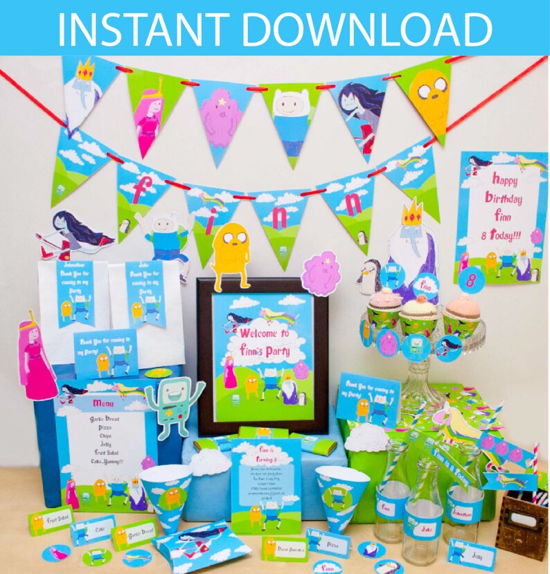 INSTANT DOWNLOAD Adventure Time Party Inspired Adventure Time Birthday Party DIY Printable Kit