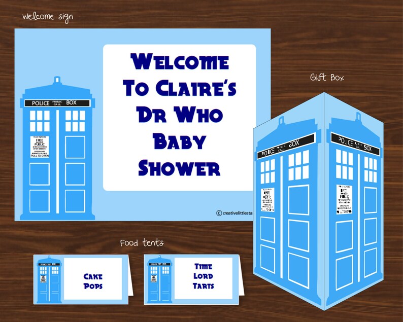 INSTANT DOWNLOAD Dr Who Inspired Dr Who Baby Shower Baby Blue DIY Printable Kit