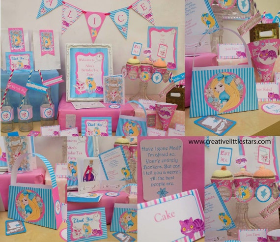 INSTANT DOWNLOAD Alice in Wonderland Party Props /& Games Printable Kit