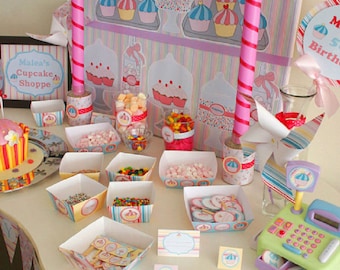 Cupcake Party Decoration DIY Printable Kit - INSTANT DOWNLOAD