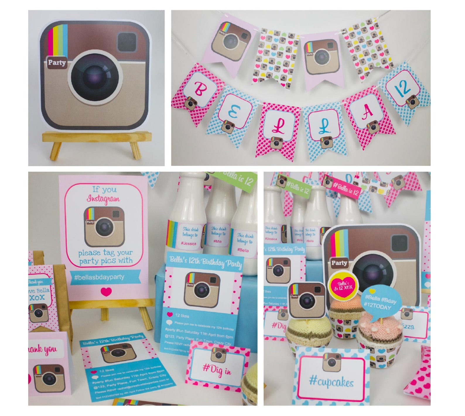 Instagram Party DIY Printable Kit INSTANT DOWNLOAD Bright Instagram ...