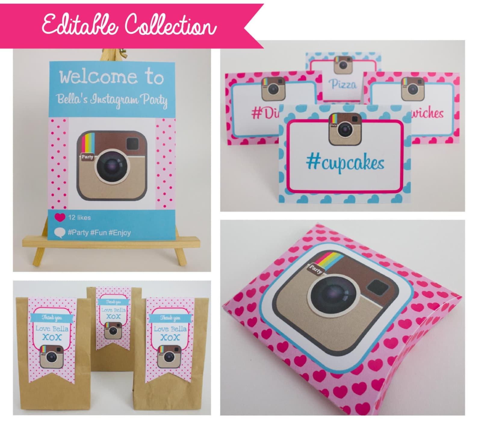 Instagram Party DIY Printable Kit INSTANT DOWNLOAD Bright Instagram ...