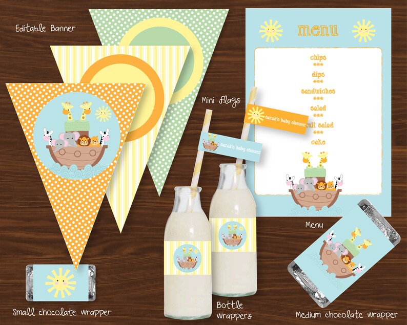 Noah's Ark Baby Shower Printable Kit INSTANT DOWNLOAD - Etsy