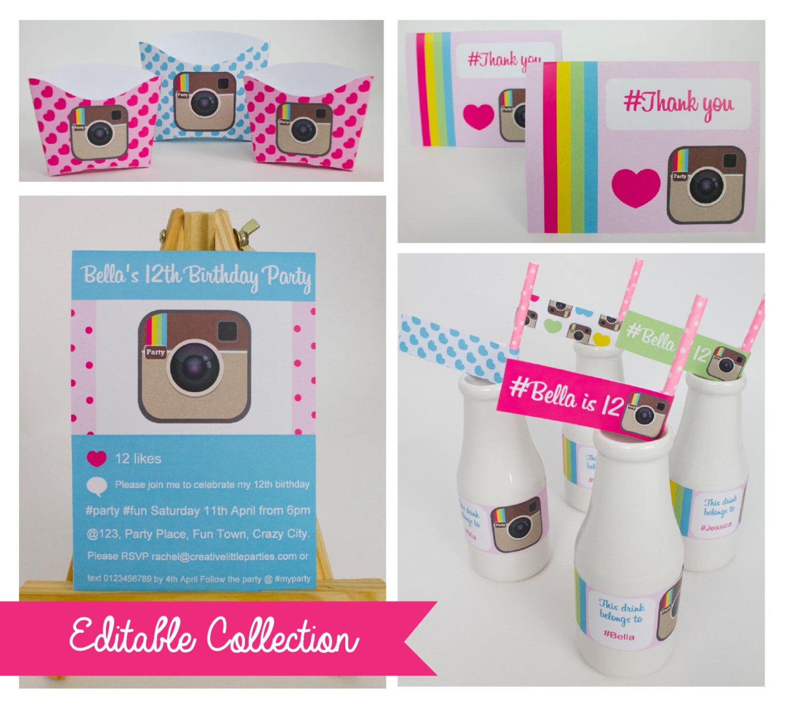Instagram Party DIY Printable Kit INSTANT DOWNLOAD Bright Instagram ...