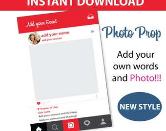 Photo Prop Frame - Instant download - RED VERSION Bright Instagram Instagram Birthday Instagram Download Instagram Invite Instagram Rainbow