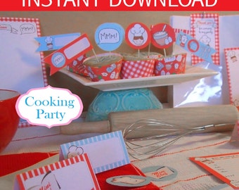 Cooking Party Boy Mini Chef Party DIY Printable Kit - INSTANT DOWNLOAD