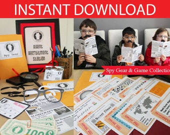 Spy Party Spy Gear and Games Printable Kit - INSTANT DOWNLOAD -