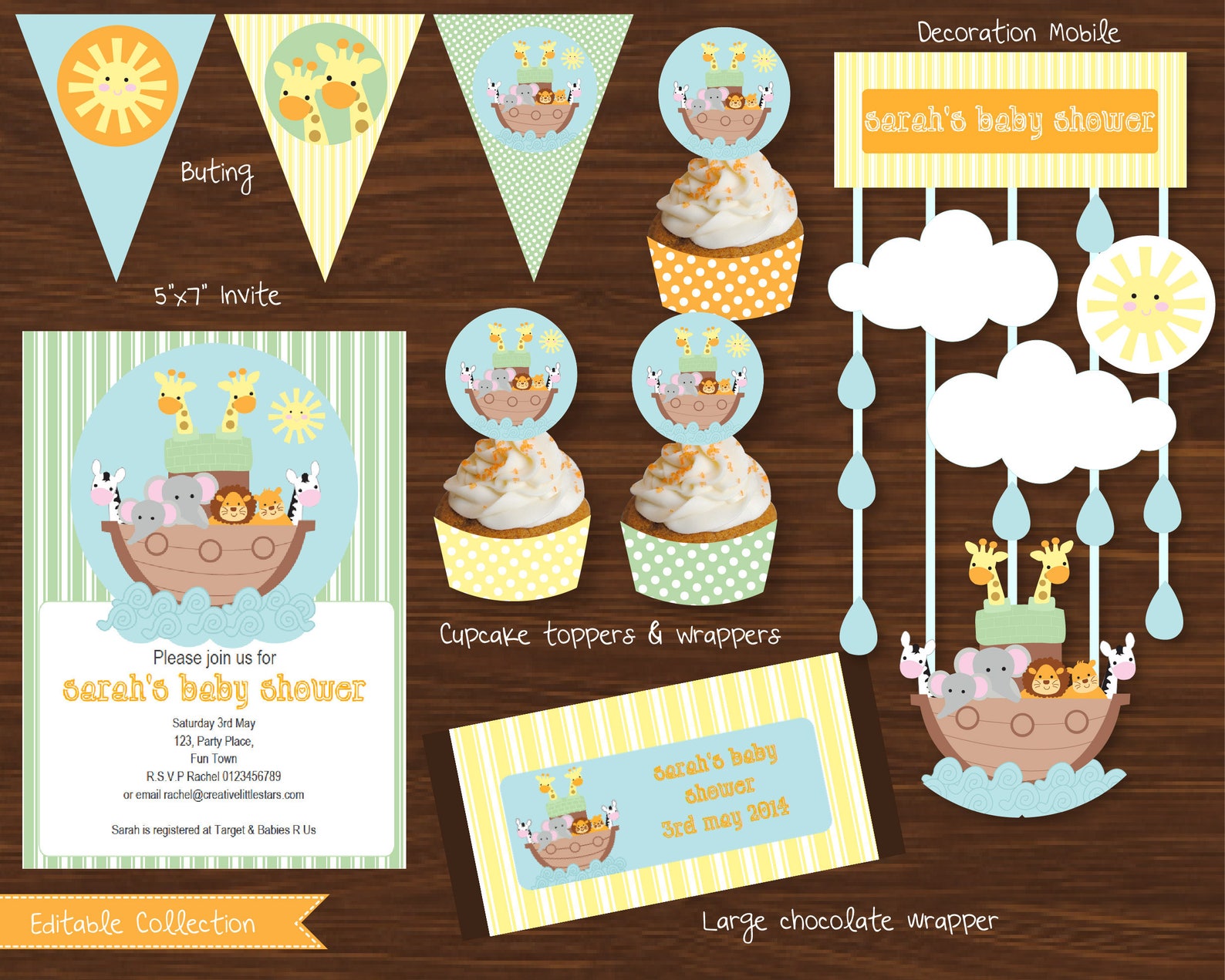 Noah's Ark Baby Shower Printable Kit INSTANT DOWNLOAD - Etsy