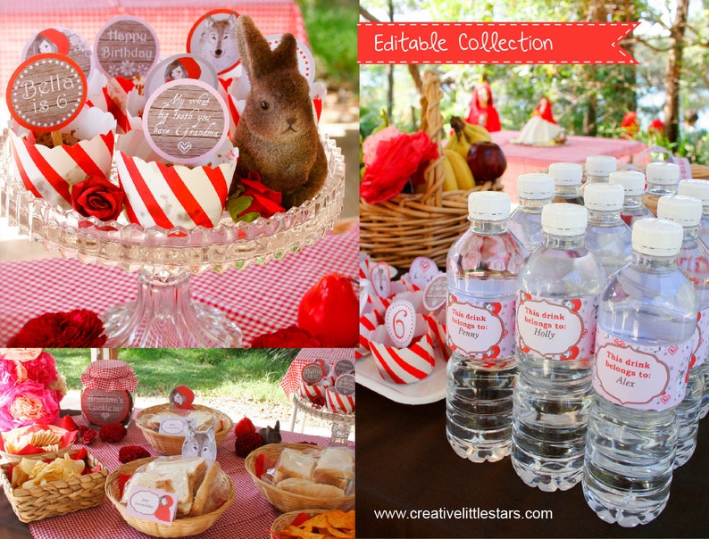 Little Red Riding Hood Birthday Party DIY Printable Kit INSTANT DOWNLOAD