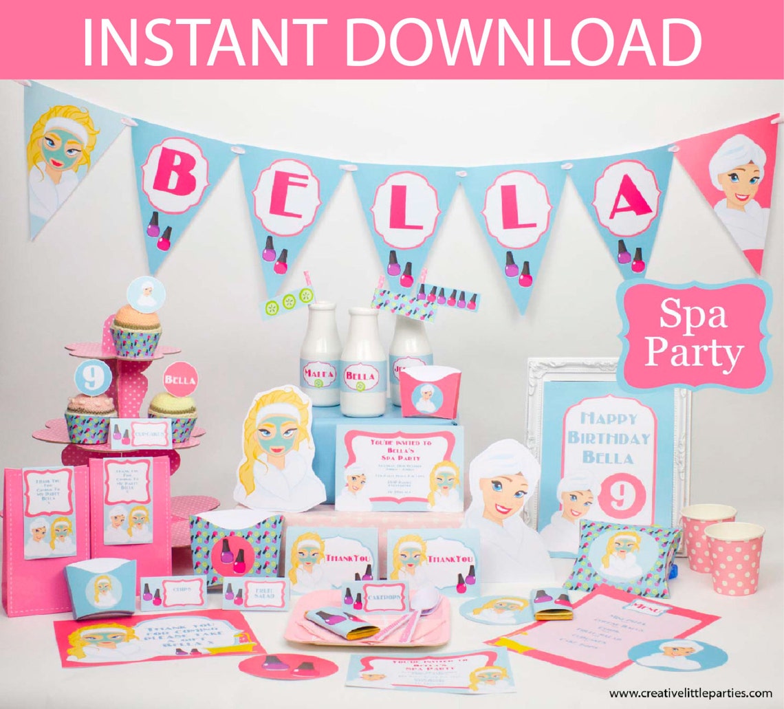 Spa Party DIY Printable Kit INSTANT DOWNLOAD Etsy