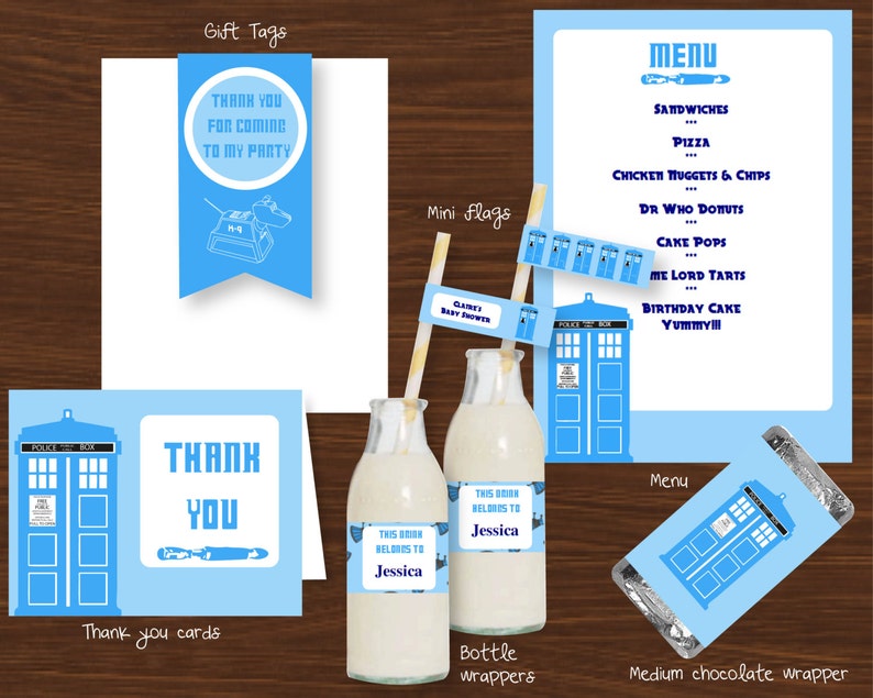 INSTANT DOWNLOAD Dr Who Inspired Dr Who Baby Shower Baby Blue DIY Printable Kit