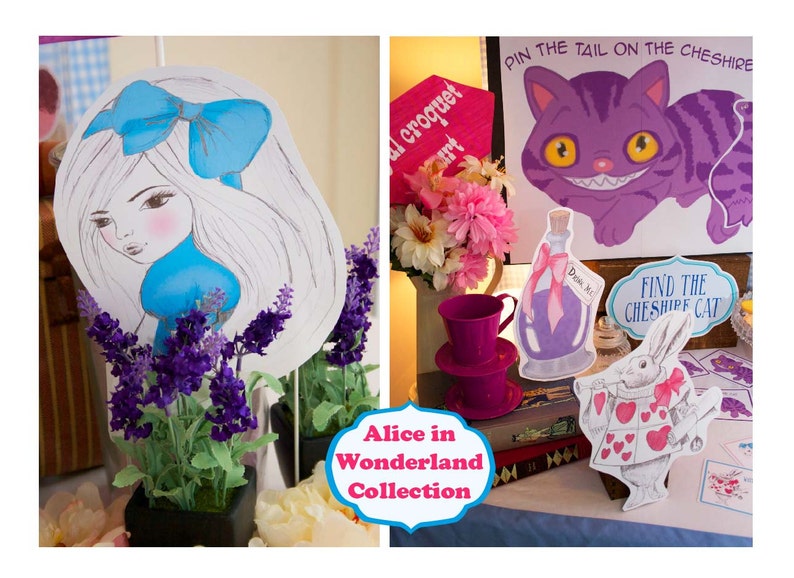 INSTANT DOWNLOAD Alice in Wonderland Party Props /& Games Printable Kit