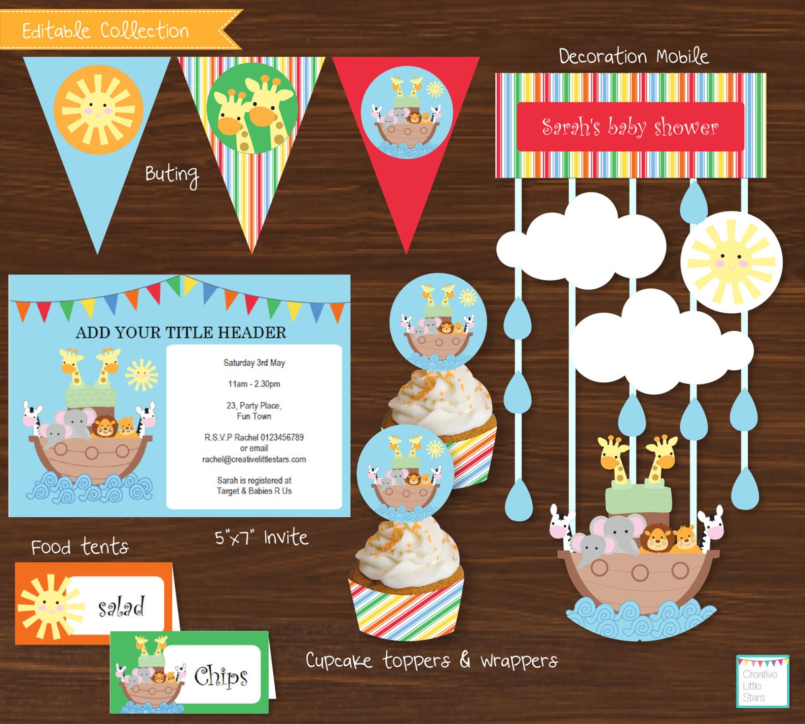 Noah's Ark Baby Shower Printable Kit INSTANT DOWNLOAD - Etsy