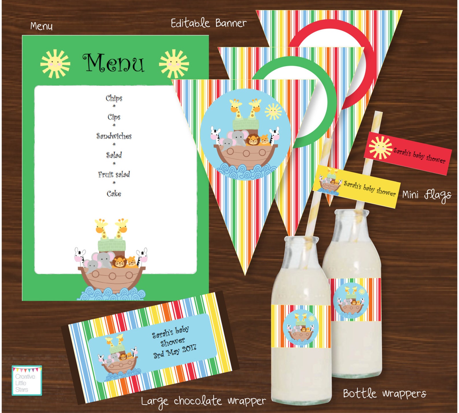 Noah's Ark Baby Shower Printable Kit INSTANT DOWNLOAD - Etsy