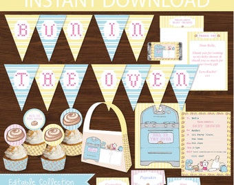 Bun in the Oven Baby Shower DIY Printable Kit - INSTANT DOWNLOAD -