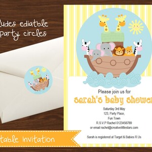 Noah's Ark Party DIY Printable Kit INSTANT DOWNLOAD image 2